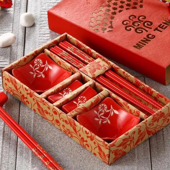 Red Ceramic Sushi Set