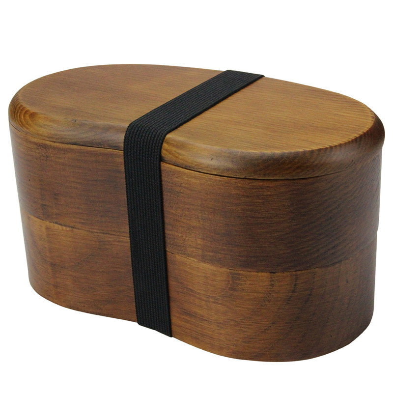 Portable Double Layer Wood Bento Box