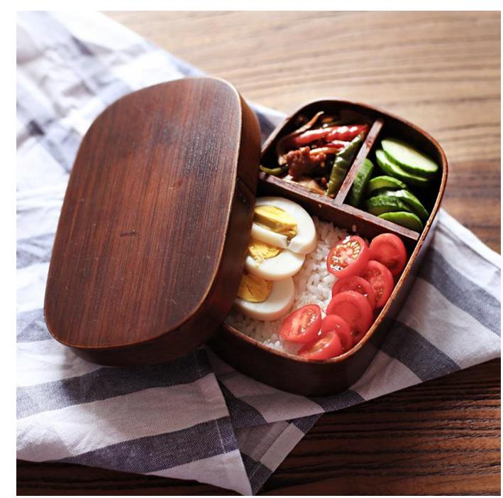 Dark Wood Handmade Bento Box