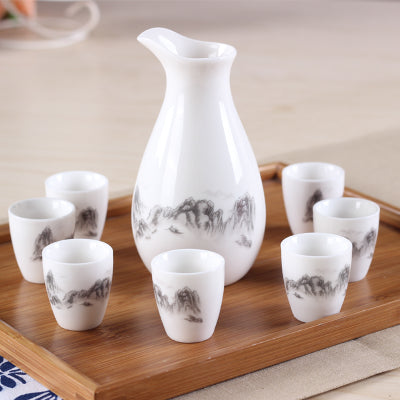 Vintage Ceramic Sake Pot & Cups Set