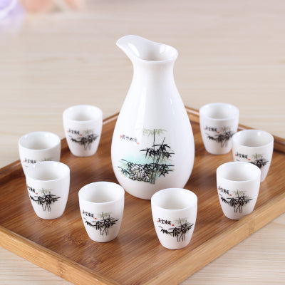 Vintage Ceramic Sake Pot & Cups Set