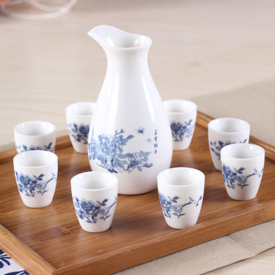 Vintage Ceramic Sake Pot & Cups Set