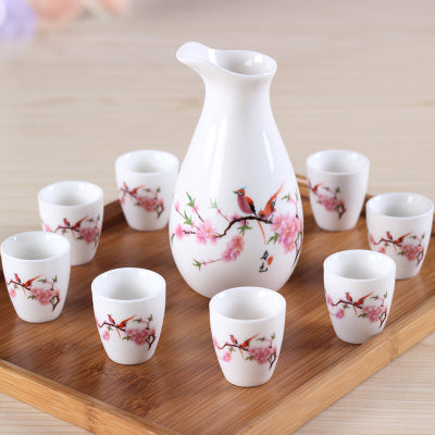 Vintage Ceramic Sake Pot & Cups Set